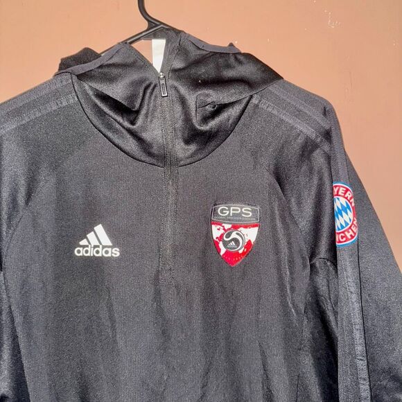 Adidas FC Bayern Munchen Soccer 1/2 Zip Cowl Neck Athletic Jacket Gray - Size S - Picture 7 of 8